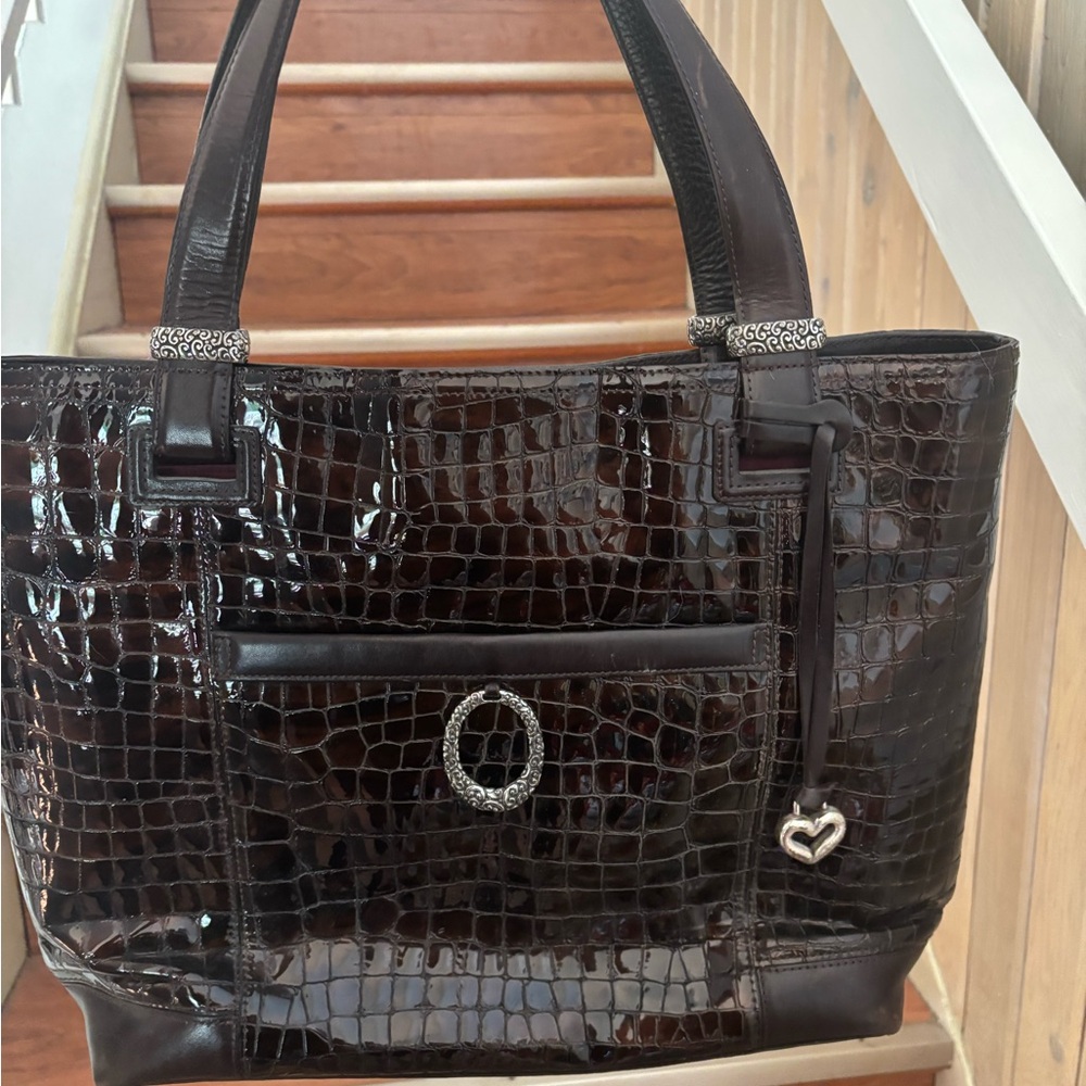 Brighton Burgundy Crocodile-Embossed Tote Bag